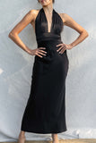 Aria Satin Plunge Maxi Dress