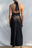 Aria Satin Plunge Maxi Dress