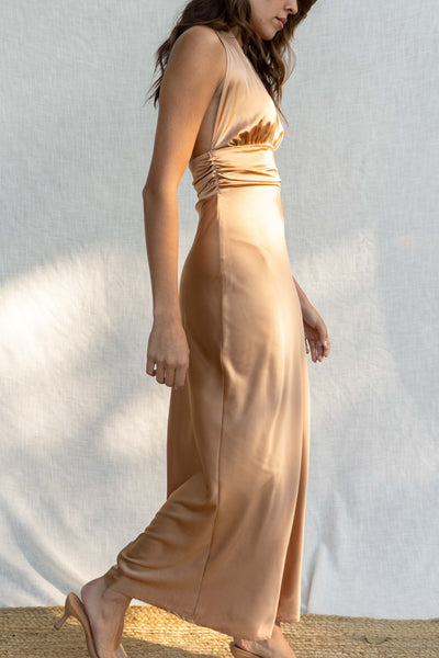 Aria Satin Plunge Maxi Dress