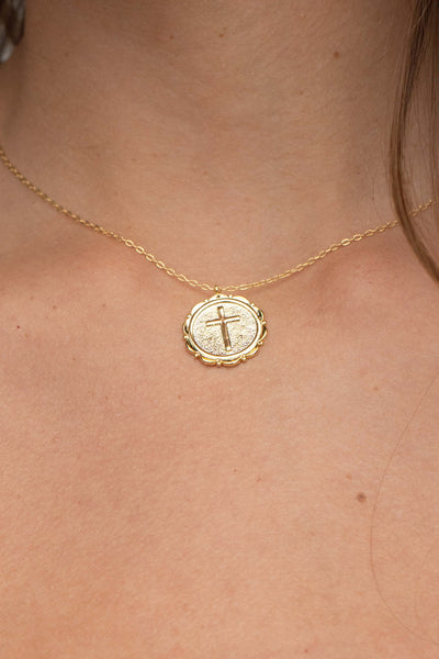 Circle Cross Coin Necklace