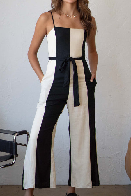 Color Block Linen Jumpsuit