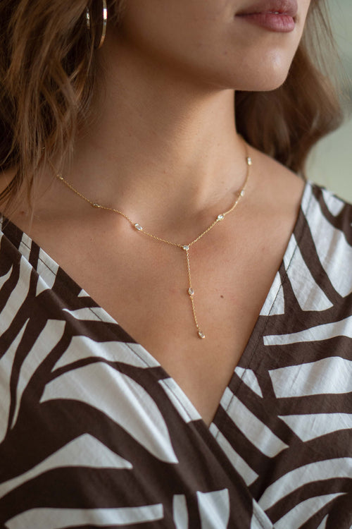 Dainty Rhinestone Drop Necklace