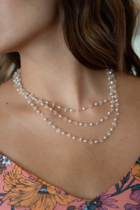 Pearl Rhinestone Layered Necklace