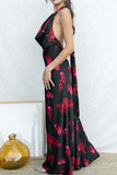 Floral Halter Satin Dress