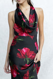 Floral Halter Satin Dress