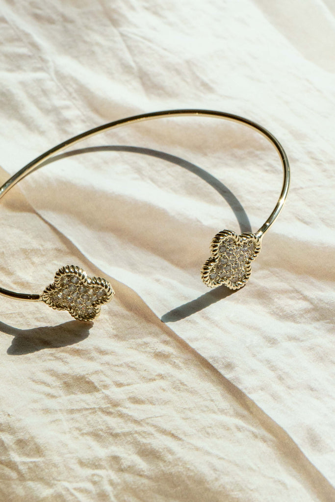 Gold Dipped Double Clover Cuff