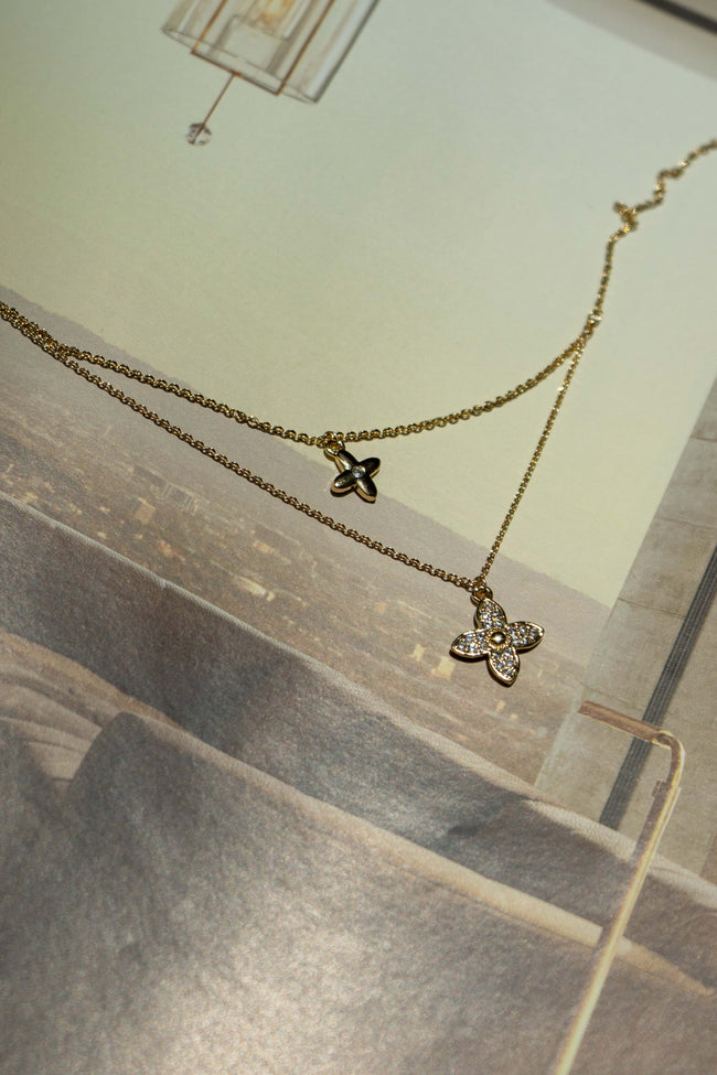 Gold Dipped Double Clover Necklace