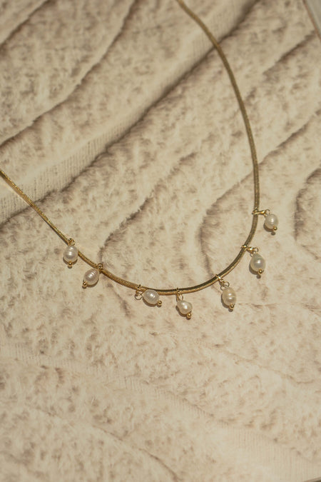 Gold Dipped Pearl Charm Necklace