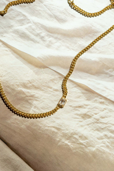 Gold Dipped Rhinestone Chain Necklace