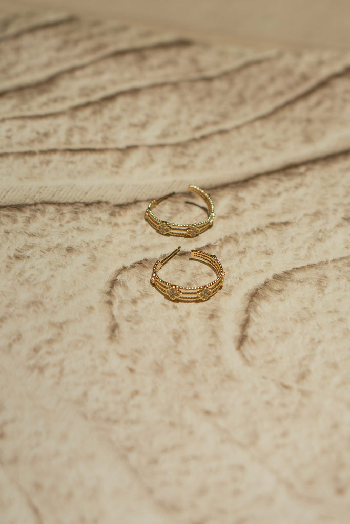 Gold Dipped Textured Hoop Earrings