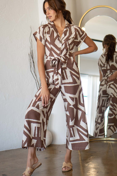 Melody Print Belted Jumpsuit