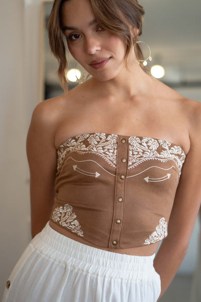 Montana Embroidered Bustier Top