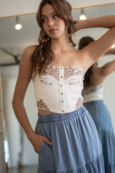 Montana Embroidered Bustier Top