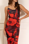 Rose Print Mesh Dress