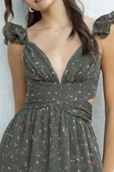 Swirly Strap Floral Dress