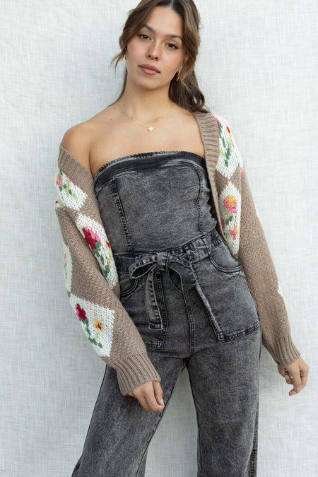 Vintage Floral Short Cardigan